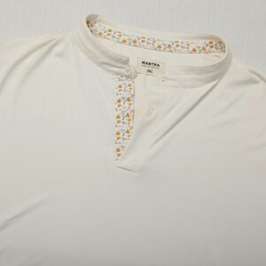 Mantra Performance Polo Shirt Mens 2XL White Floral Trim Golf Stretch Recycled